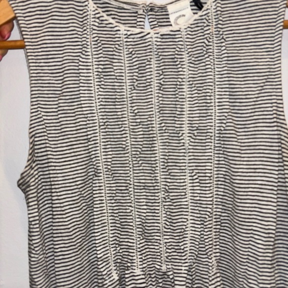AKENI + KIN ANTHRO black and white striped baby doll tank top SMALL - Picture 5 of 8